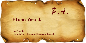 Plohn Anett névjegykártya